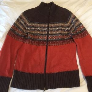 Eddie Bauer Merino Fair Isle Full Zip Sweater